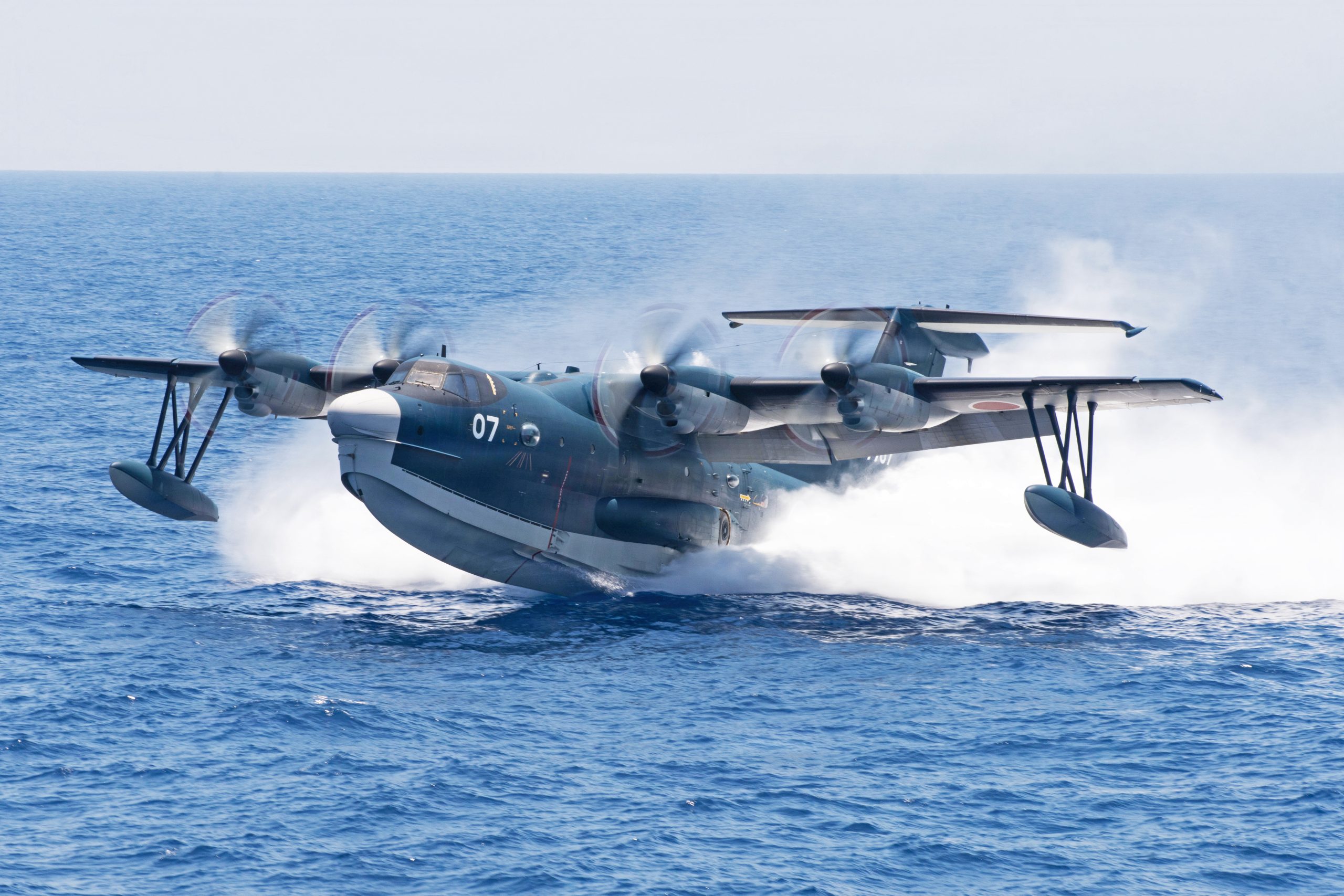A Japan Maritime Self-Defense Force ShinMaywa US-2 aircraft assigned to Air Rescue Squadron 71 (ARS-71), Fleet Air Wing 31 lands during a casualty evacuation exercise as part of Exercise Balikatan 2026 in the South China Sea, April 27, 2026. Balikatan is a longstanding annual exercise between the Armed Forces of the Philippines and U.S. military that represents the strength of our alliance, improves our capable combined force, and demonstrates our commitment to regional peace and prosperity. (U.S. Marine Corps photo by Cpl. Kenneth Twaddell)