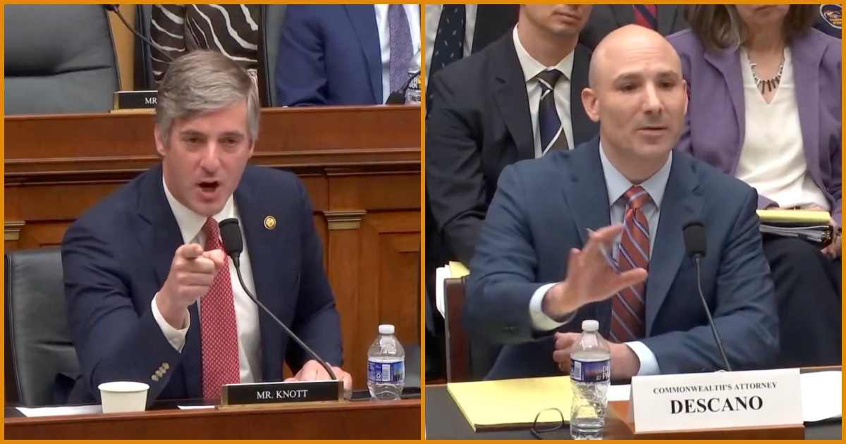 Congressional hearing featuring Mr. Knott and Commonwealth's Attorney Descano engaged in a discussion, highlighting legal and policy issues.