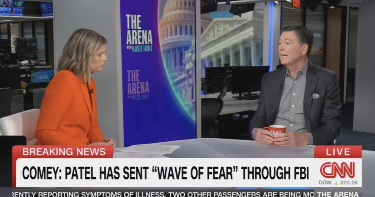 CNN segment featuring Kasie Hunt interviewing James Comey about FBI concerns, with a focus on recent news developments.