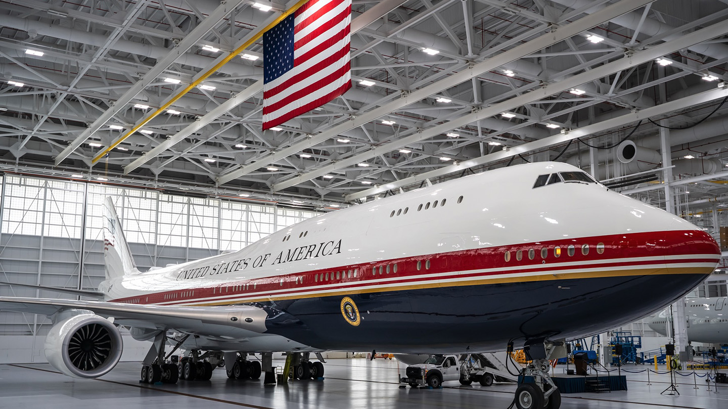 The new VC-25B Bridge jet has arrived at the Presidential Airlift Group.