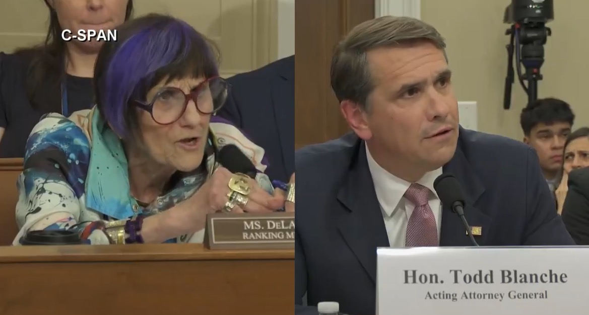 Ranking member questioning Acting Attorney General Todd Blanche during a congressional hearing, with a focus on accountability and legal matters.