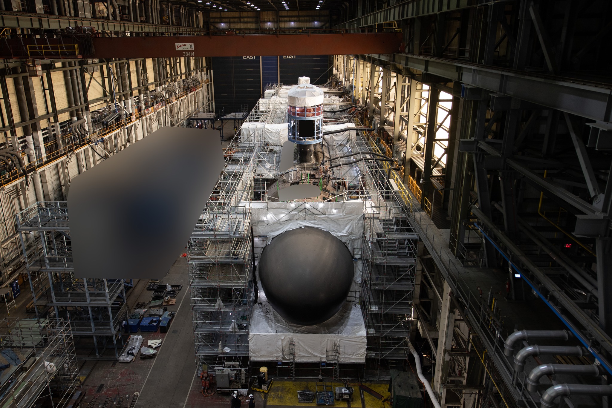The future Virginia class submarine USS Oklahoma SSN 802 pressure hull complete. (HII)
